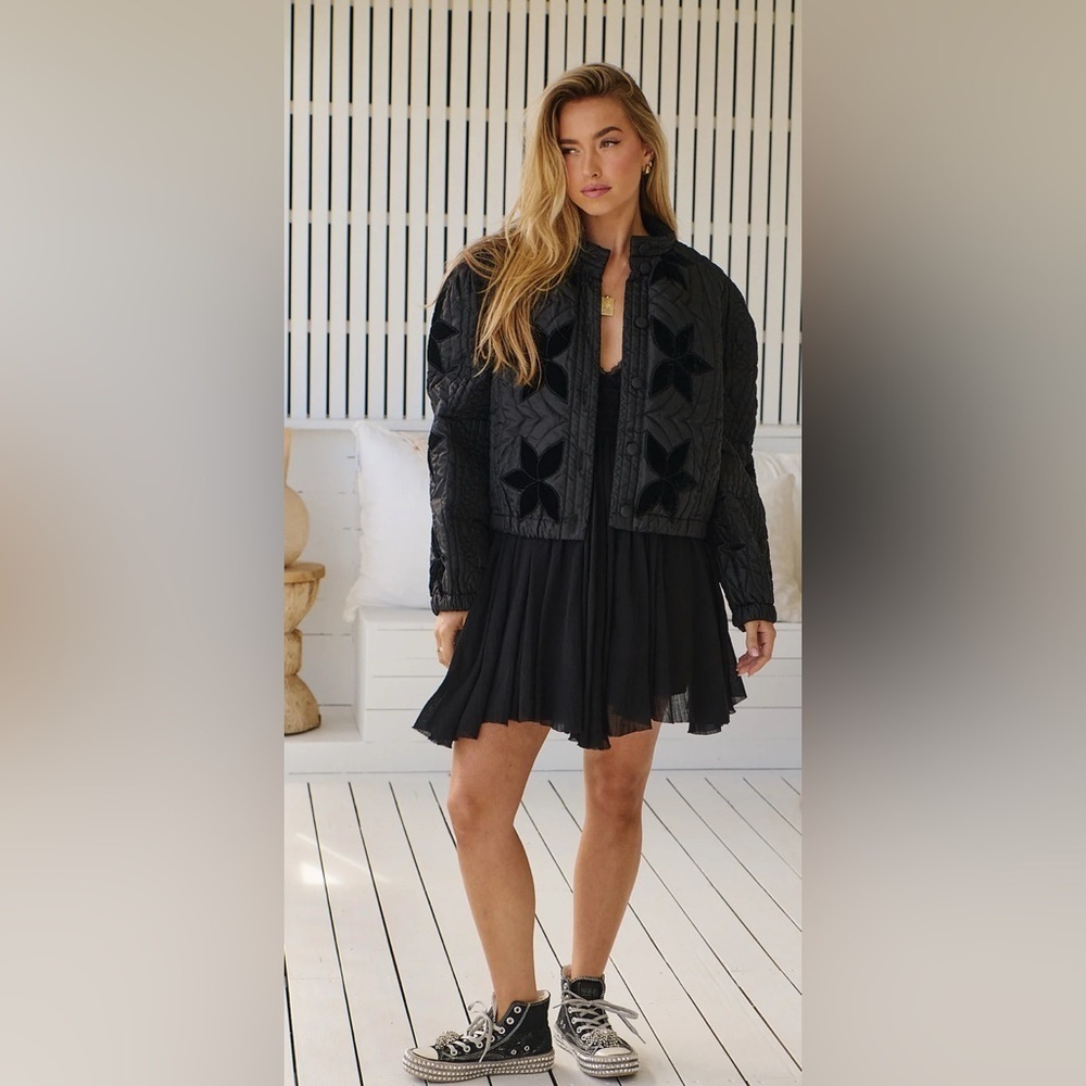 Free People Quinn Quilted Jacket – Black – Size Small – Brand New With Tag